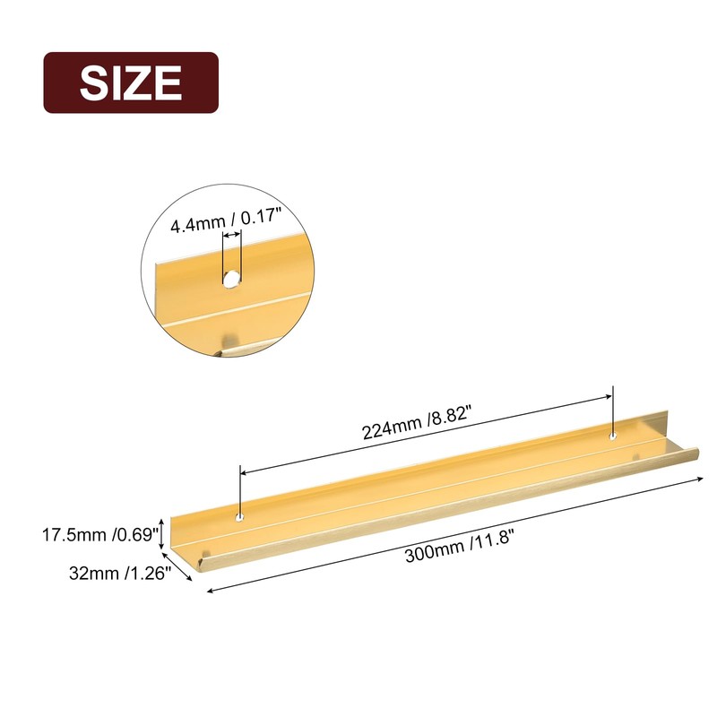 sourcing map Cabinet Finger Edge Pull, 6pcs 300mm/11.81 Aluminum Alloy