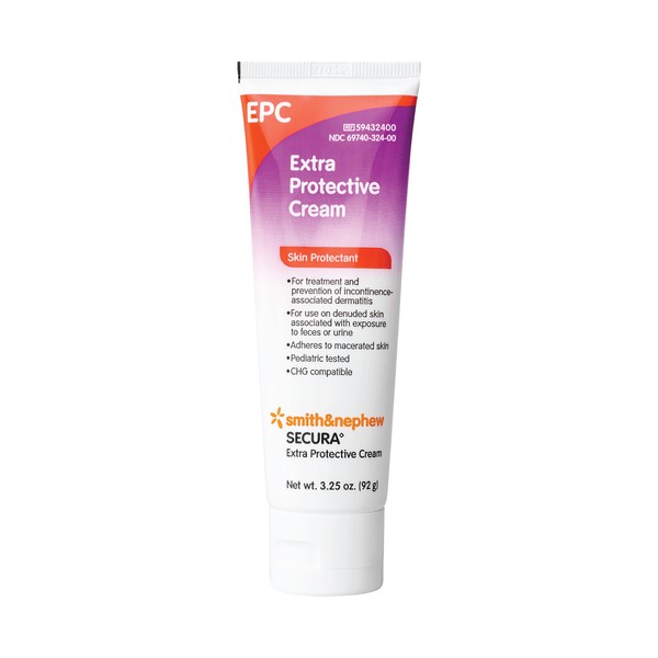 Smith+Nephew SECURA Extra Protective Cream (EPC) Tube, Diaper Rash Cream for Adults, Incontinence Skin Protectant, 3.25 Ounces White