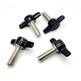5/16" x 1" Thumb Screw T Bolts with Black Plastic Butterfly Clamping Tee Wing Knob Stainless Steel Standard 5/16"-18 Coarse Thread (Pack Size: 4 Bolts)
