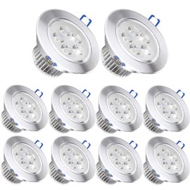 Pack of 10,Pocketman 110V 5W LED Ceiling Light Downlight,Cool White Spotlight Lamp Recessed Lighting Fixture,with LED Driver