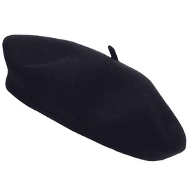 COSHAL® Adult Wool Beret Hat Men Women French Style Berer Hat Plain Classic Color Beret Hat, Unisex Soft Warm Outdoor Vintage Artist Hat Beanie Unisex Cap (Black)