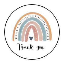 handmade 48 THANK YOU BOHO RAINBOW ENVELOPE SEALS LABELS STICKERS 1.2" ROUND