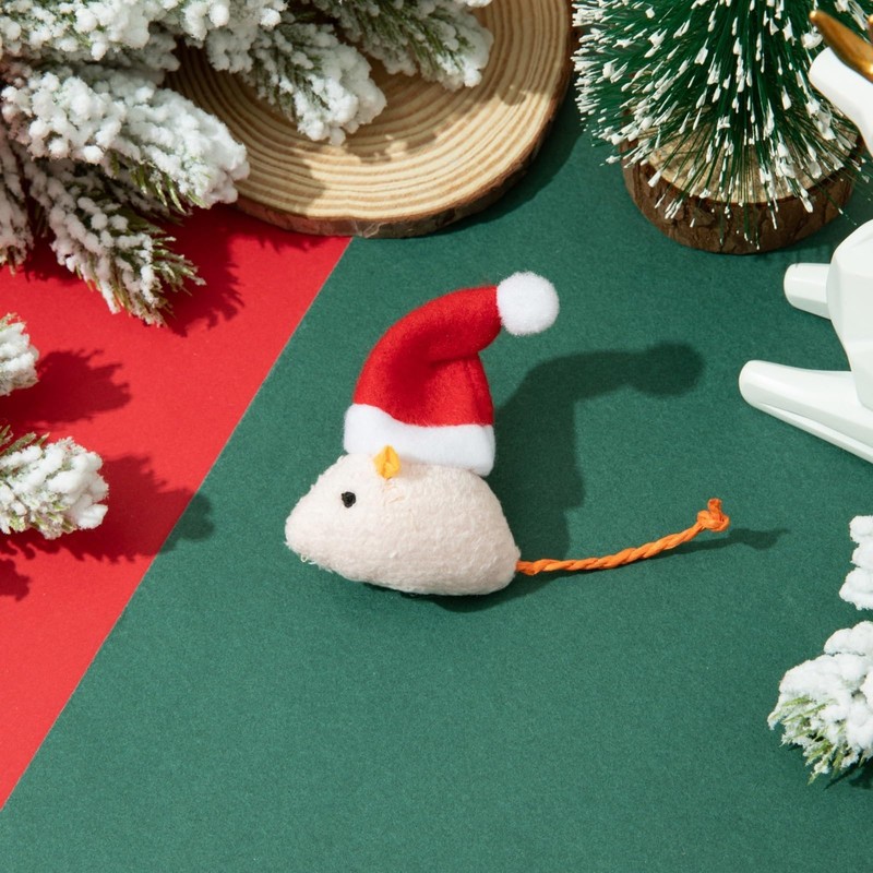 animacoser 6 Pieces Christmas Cat Toys: Interactive Toy Mouse Costume