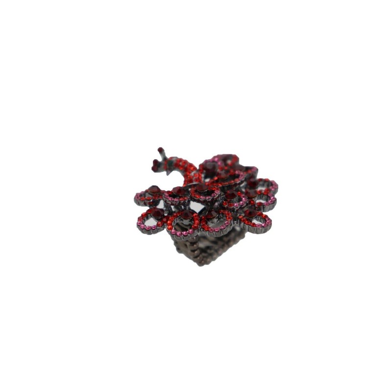 Unbranded Women Peacock Ring Red Pink Animal Feathers Metal Elastic