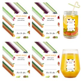 100pcs Plastic Juice Bottle Labels Stickers Fruit Juice Drink Bottle Stickers 1.6 x 2.4 Inch Juice Bulk Containers Bottles Label Stickers for 4oz 8oz 12oz Juice, Milk and Other Beverages Bottles