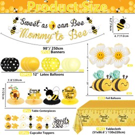 Bee Baby Shower Decorations, Bee Party Decorations - Sweet As Can Bee Banner, Bee Tablecloth, Bee Bumble Table Centerpieces, Balloons Garland for Baby Shower Gender Reveal Mom to Bee