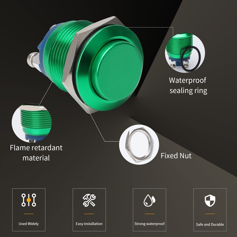STARELO 19MM 3/4" Momentary Push Button Switch High Round 250V