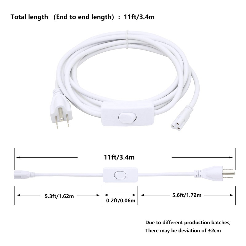 SinLoon 11FT US Plug Power Cords with On/Off Switch 3-Core