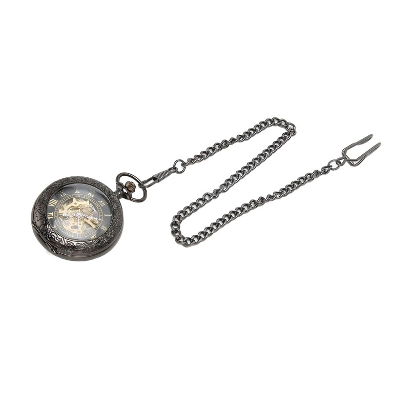 Mechanical Pocket Watch Vintage Double Case Watch Hand Wind Skeleton