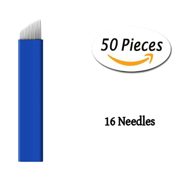 Xiaoyu 50pcs Micro Blading Needles, Tattoo Micro Blading Pen Eyebrow