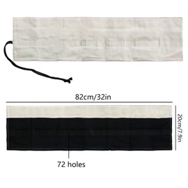 Yitexin 72 Slots Canvas Pencil Roll Wrap, Handmade Roll-Up Canvas Pencil Wrap, Colouring Pencils Wrap, for Artists Painting, Sketchcrafter, Student