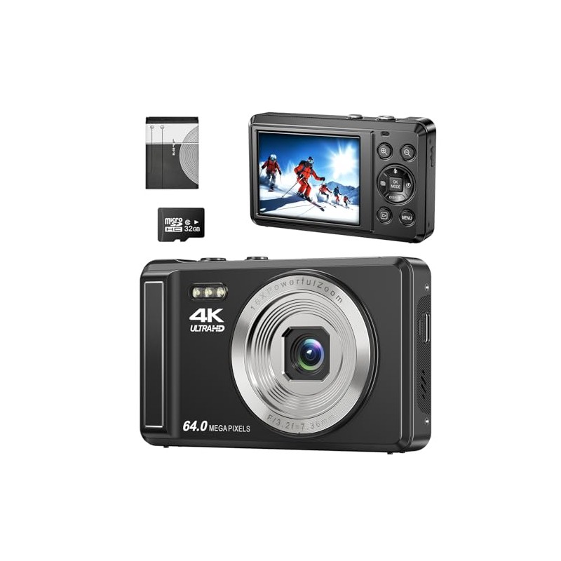 Portable 64MP 4K Camera for Travel – Ideal for Beginners,