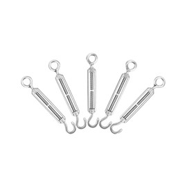 QWORK® 5 Pcs M5 Screw Fastener Tensioner, 304 Stainless Steel Turnbuckles, Adjustable Hook And Eye Set