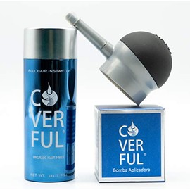 Kit Fibras Capilares Coverful 28g + Bomba Aplicadora Café Medio