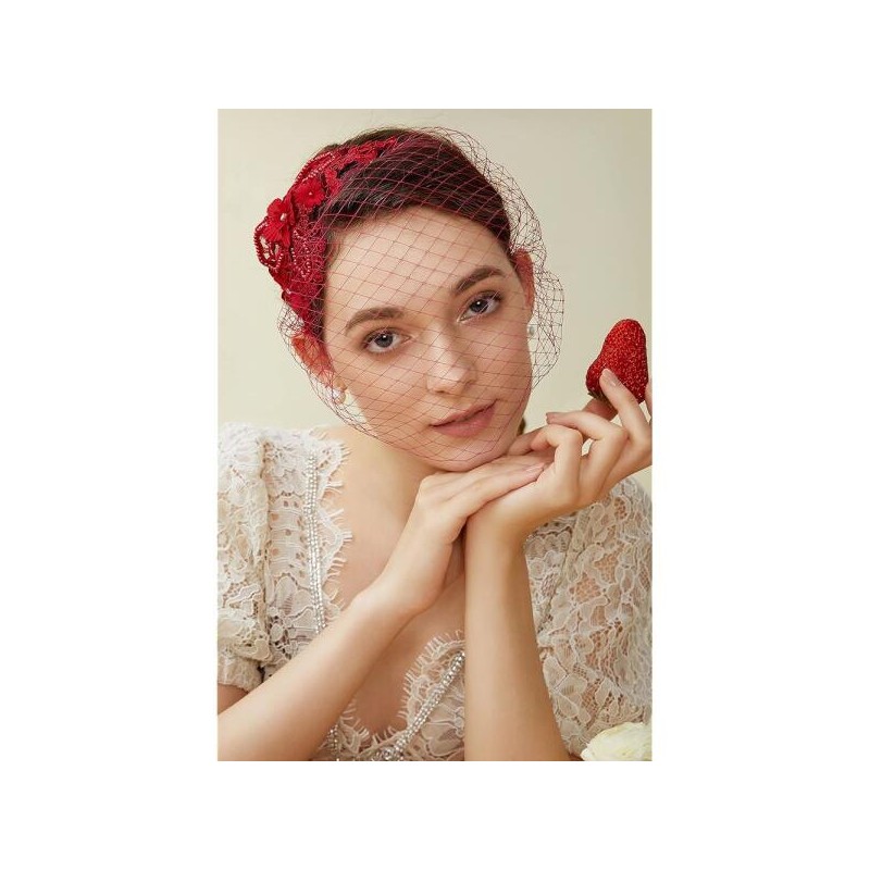 Babyyond 베이비욘드 브라이덜 웨딩 베일 파시네이터 메시 레이스 헤드밴드 티