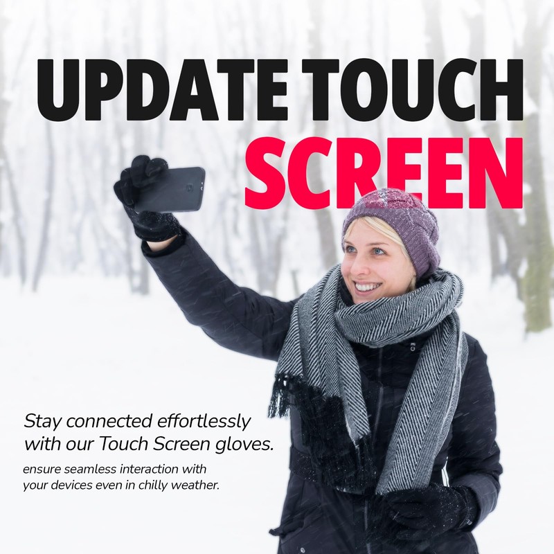 LERWAY Winter Warm Gloves, Touchscreen Non-Slip Thermal Black Gloves Men