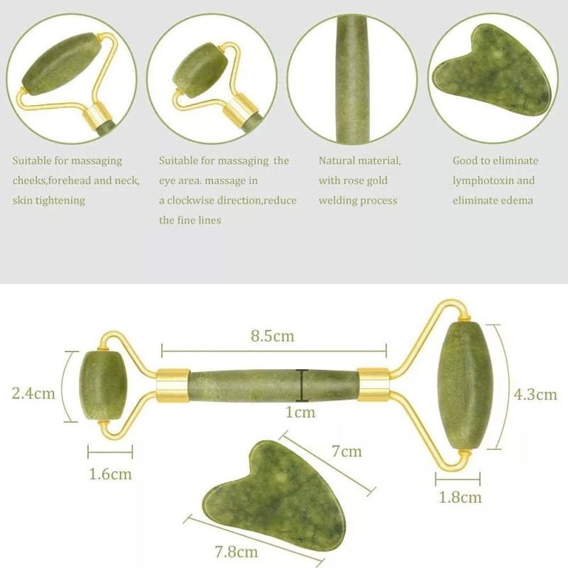 HSJ2021HSJ Jade Roller And Gua Sha Scraper Set Beauty Tool,