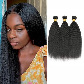 Kinky Straight Bundles Human Hair 12 14 16 Inch Unprocessed Brazilian Yaki Straight Human Hair Bundles