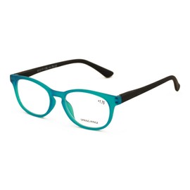V.W.E. Fun Neon Color Spherical Frame Readers Reading Glasses - Matte Translucent Rubberized Finish (Blue/Black, 3.00)