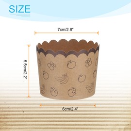 HARFINGTON 150Pcs Paper Baking Cups 6oz Brown Kraft Paper Muffins Liners Cupcake Greaseproof Disposable Bulk Wrappers for Wedding Birthday Graduation, Fruit