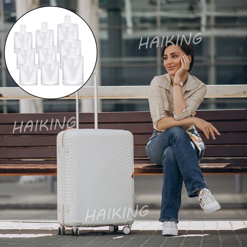 HAIKING Travel Bottles Cosmetic Packaging Bags, 9 Pcs Refillable Travel