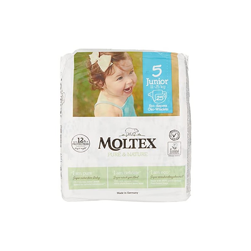 Moltex Pure & Nature Nappies Size 1-6 (Size 5 Junior),