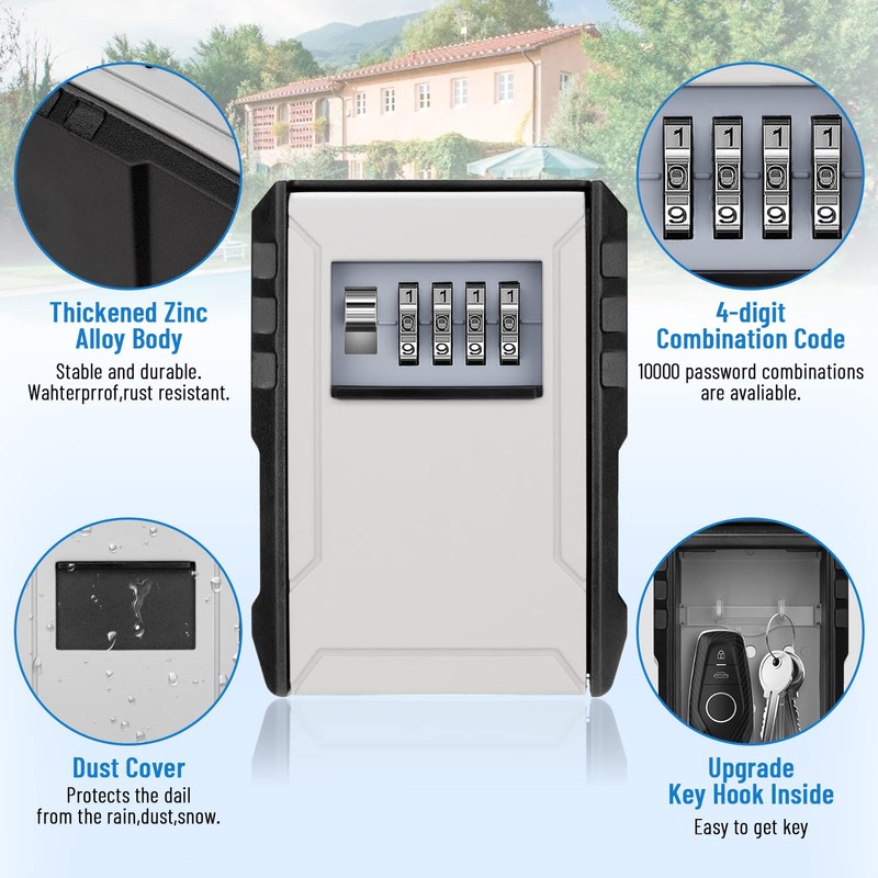 NEWIROVE Large Key Safe Wall Mounted Key Box With Code