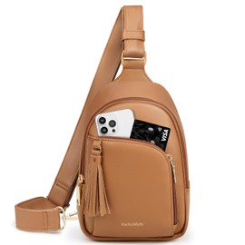 IGOLUMON Bolsas de Mujer Crossbody,Crossbody Mujer PU Impermeable,Riñonera Mujer Antirrobo,Bandolera Mujer,Pequeño, Casual, Riñonera,Bolso de Pecho,Marrón