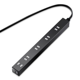 Elecom T-NSLK-2610BK Power Strip, Wide Outlet with 5 AC Adapters, Includes Lightning Guard, 6 Outlets, 3.3 ft (1 m), Black