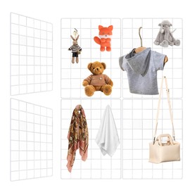 WELLCO Grid Wall Panels, 15.7"x 11.8" Grid Wall for Any Retail Display, Portable and Assembled Wall Grid with Extra Joining Clips and Hooks, 8 Pack, White