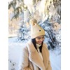 Funky Junque Cable Knit Fleece Lined Pom Beanie - Beige