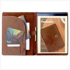 Professional Business Padfolio/Resume Portfolio Folder with Letter Size Writing Pad, Premium Leather Look and Feel