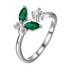 AOBOCO Sterling Silver Butterfly Adjustable Ring with Simulated Emerald Green