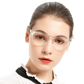 MARE AZZURO Reading Glasses Women Round Reader 0 100 125 150 175 200 225 250 275 300 350 400 500 600 (Transparent 2.25)