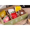 Sibilla Tea and Herbal Tea Storage Box, 6 Compartments, Sage