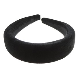 Womens Girls Occasion Wedding Bridal Party Birthday Christmas Evening Wide 3cm Bump Padded Velvet Velour Hair Hairband Accessories Headband Alice Band (Black)