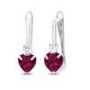 Sterling Silver Rhodium 4mm Heart Created Ruby & Created White