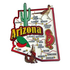 Arizona State Map and Landmarks Collage Fridge Collectible Souvenir Magnet FMC