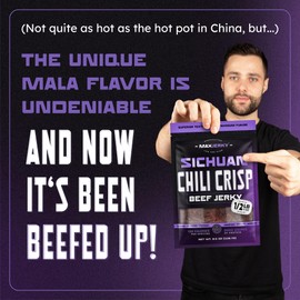 MaxJerky Sichuan Chili Crisp Beef Jerky, 104 Grams of Protein, 8 OZ (2 Pack)