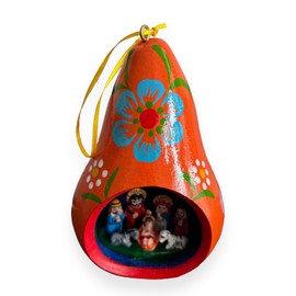 Zoeartcrafts Gourd Christmas Multicolor Tree ornament with Nativity Scene (1ud) (Brick)