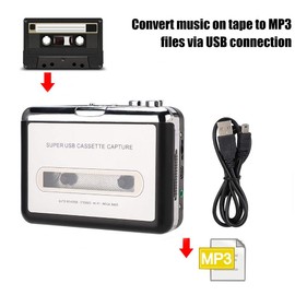 Reproductor de Cassette, Convertidor de Cassette a MP3 Cassette portátil, Convertidor de Cinta de Cassette a CD de MP3 a través de USB, Caja de conversión de Captura de Reproductor de grabadora