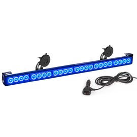 FEELOTAM First Responder Blue Emergency Strobe Lights For Firefighters Police Fire Vehicles LED Warning Light Bra 6 Block 27 Inch 13 Flash Patterns With Cigar Lighter Safety for Rear Window
