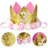 HOTKMB Birthday Crown Hats Glitter Party Hat with Rose Flowers