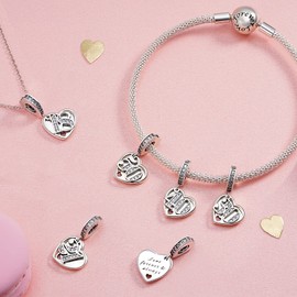 NINGAN 40 Years of Love Forever & Always Dangle Charm for Bracelets 925 Sterling Silver Pendant Bead with Cubic Zirconia Birthday Jewelry Gifts for Women Wife Mom Her Girls Kids