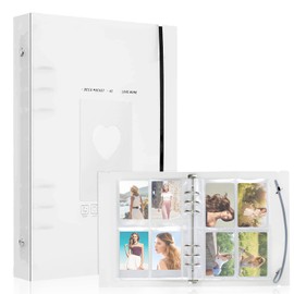 A5 Binder Kpop Photo Album Photocard Kpop Binder 25 Sheets 200 Pockets 4 Inch Photo Album 6 Rings Scrapbook Card Protectors Sleeve Pages (White)