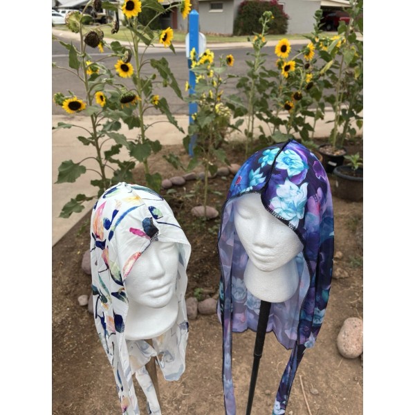 Ocean View Beauty 2 floral Doo-Rag Skull Caps, SEE DESCRIPTION.