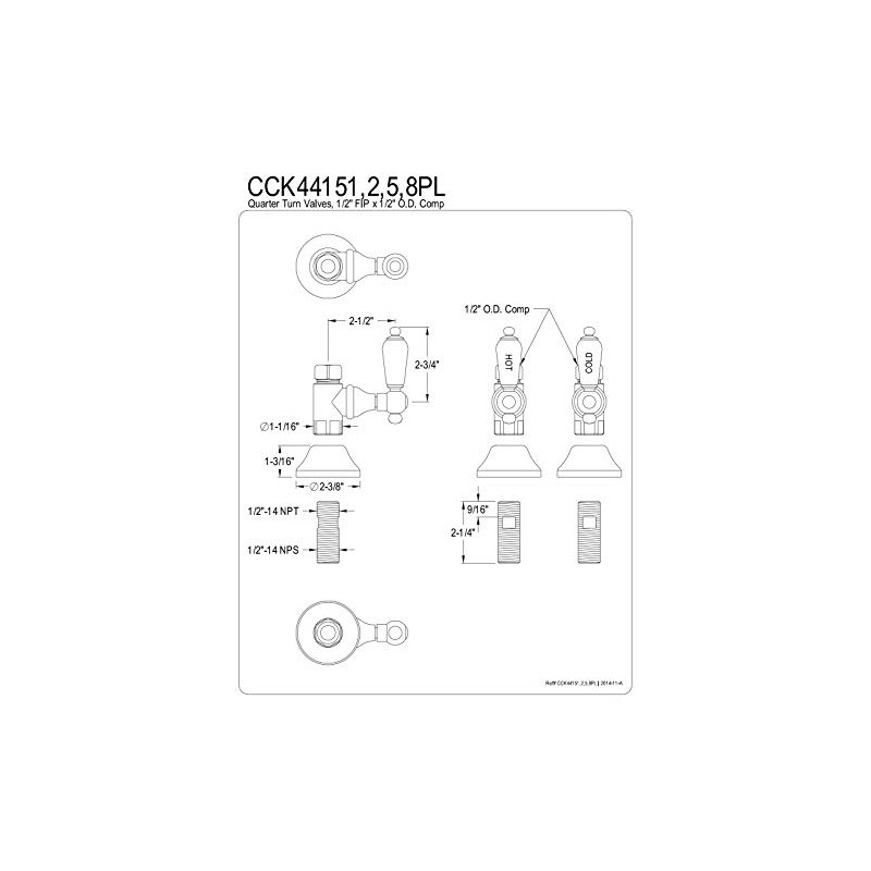 Kingston Brass CCK44158PL Trimscape 1/2 Inch FIP x 1/2 O.D.