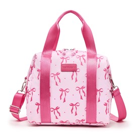 Naimuesly Lunch Bag Women Insulated Lunch Box,Cute Large Lunch bags,Reusable Leakproof Cooler Bag with Adjustable Shoulder Strap for Men Adult Work Office Picnic Hiking Pink bow