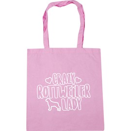 Hippowarehouse Crazy Rottweiler lady dog Tote Shopping Gym Beach Bag 42cm x38cm, 10 litres