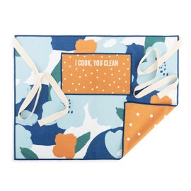 DEMDACO Absorbent Reversible Half Apron With Pocket, 27 x 20 Inch Polyester, I Cook You Clean